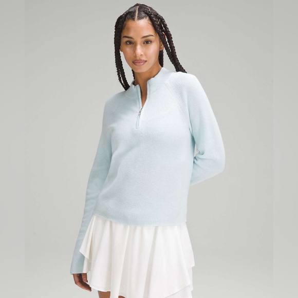 Lululemon Cotton-Blend Half-Zip Sweater | Powder Blue | Size Large - Picture 1 of 15
